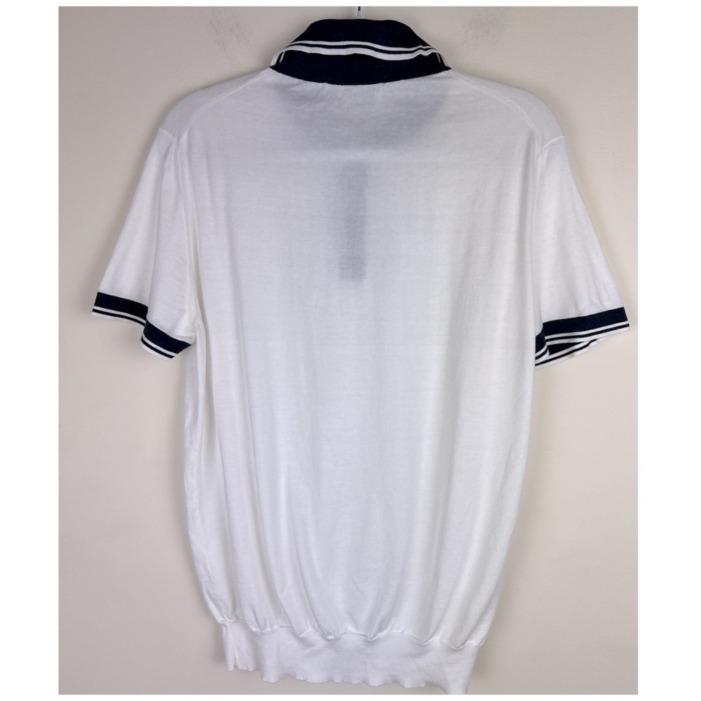 Michele Negri Italian Lightweight Knit Nautical Preppy Quiet Luxury Polo Shirt M - Picture 2 of 8